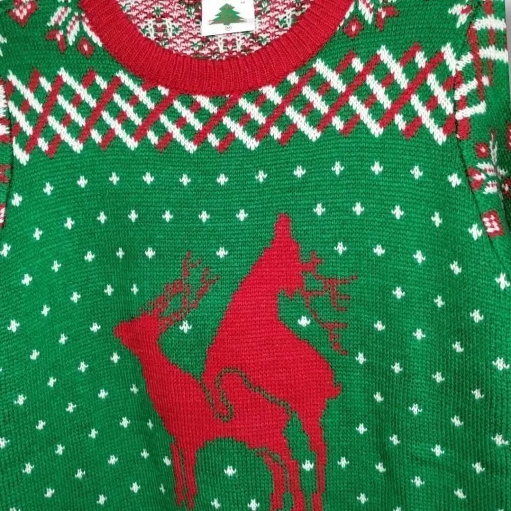 Oh My Sweater‎ Unisex Sz Medium Christmas Ugly Vacation Reindeer Mating